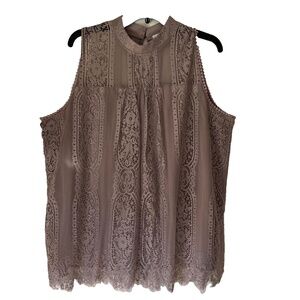 Shannon Ford New York Lace Top Women 2X Taupe Lace Lined